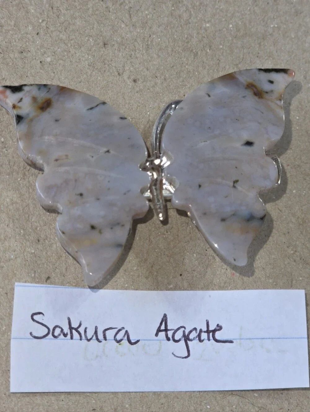 Sakura Agate/Flower Agate/Cherry Blossom Agate Butterfly Clip-Brooch-Hair Access